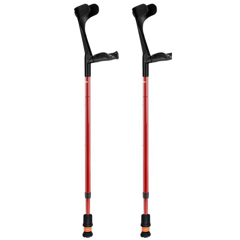Flexyfoot Carbon Fibre Comfort Grip Open Cuff Red Folding Crutches (Pair)